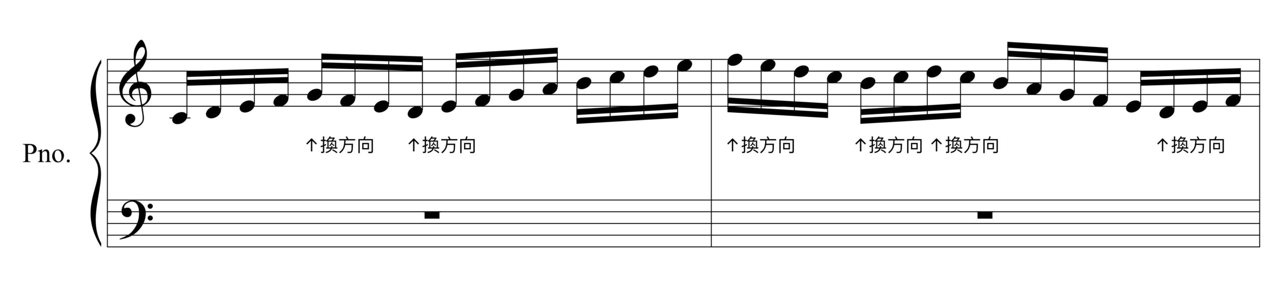 音階練習時隨機轉換方向