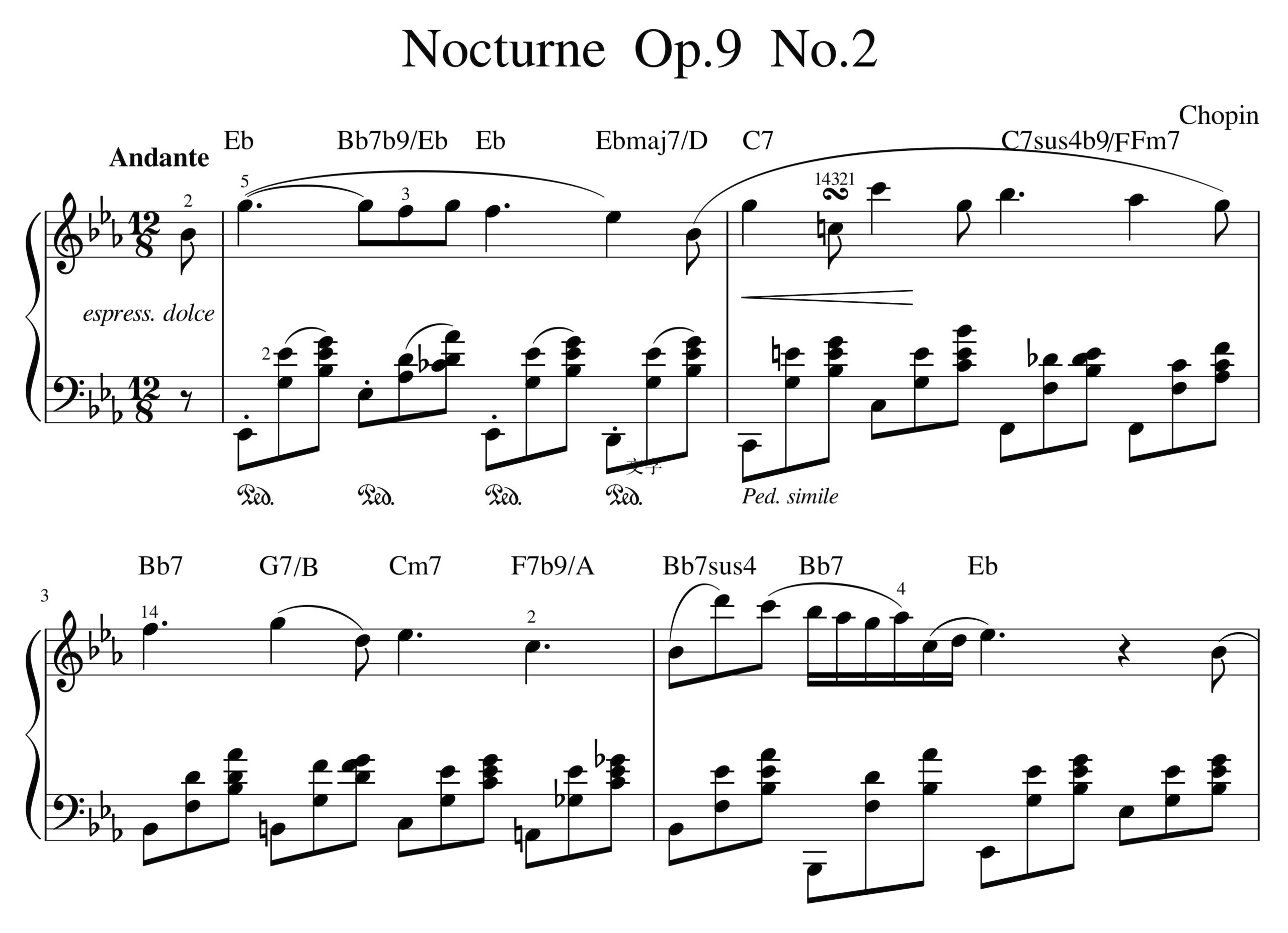 蕭邦夜曲 Op.9 No.2 原譜